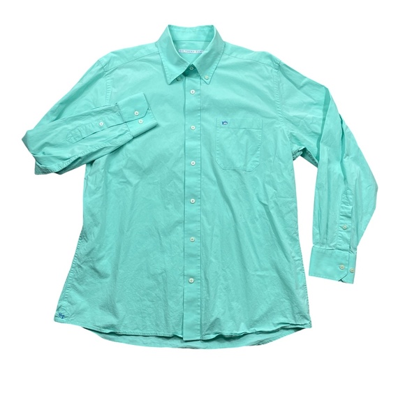Southern Tide Large Mint Long Sleeve Button up Poplin Sports Shirt Cotton Blend - Picture 1 of 6